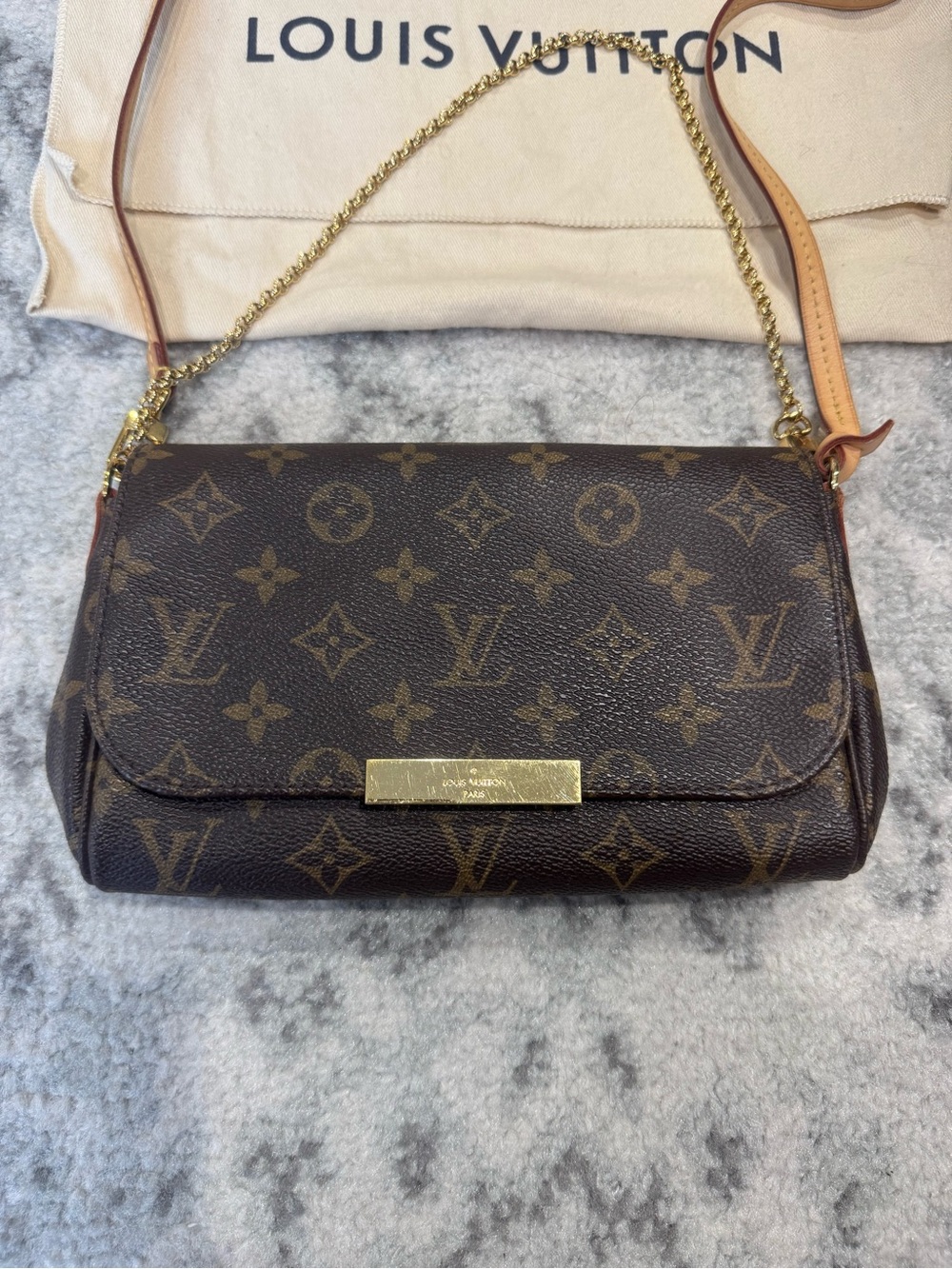 Louis Vuitton Monogram Crossbody with Gold Hardware and Tan Strap - Picture 2 of 3